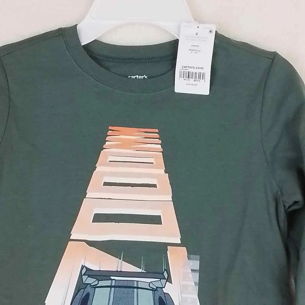 Carters Long Sleeve T-Shirt Boys Sz 4 100% Cotton Graphic Tee Crew Neck Race Car